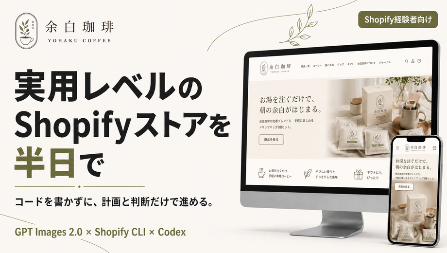 半日で実用レベルのShopifyストアを組み上げる！GPT Images 2.0 × Shopify CLI × Codex 実装講座
