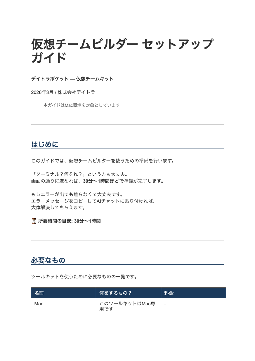 6つの質問で自分専用AI経営チームを自動構築【Claude Code × 仮想チームビルダー】